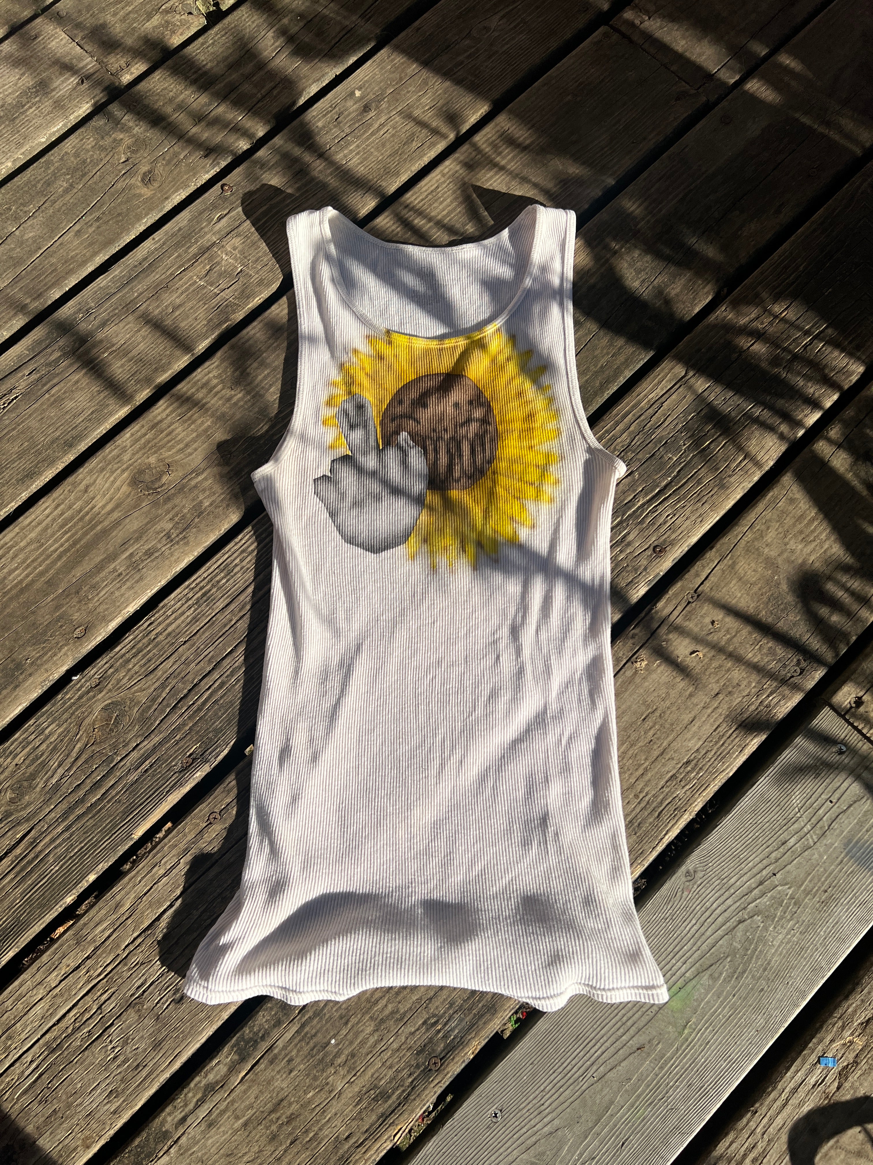 L sunflower ribbed tank