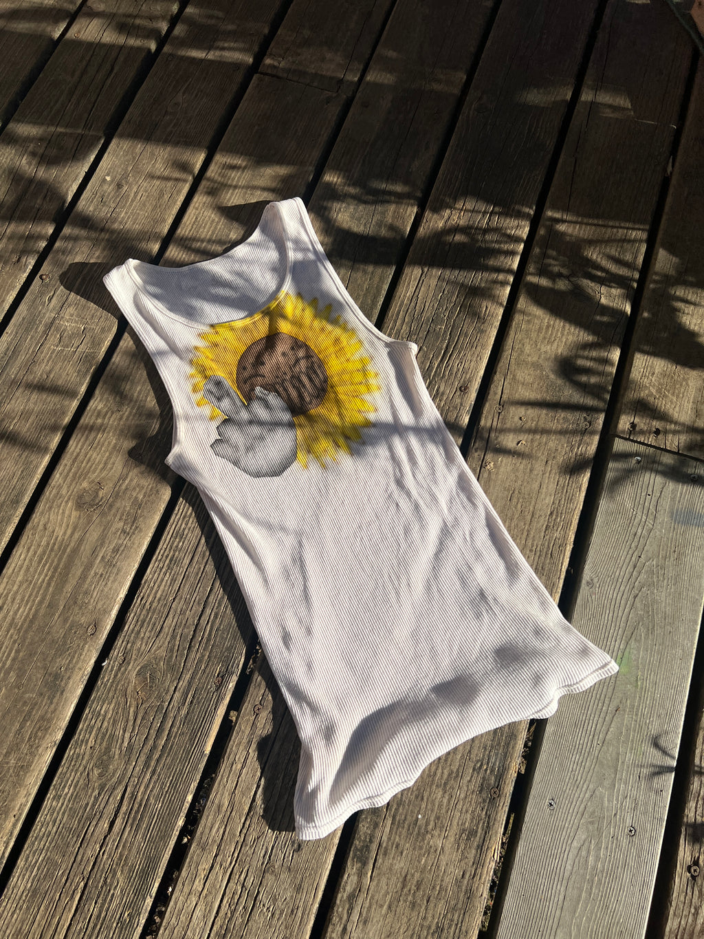 L sunflower ribbed tank