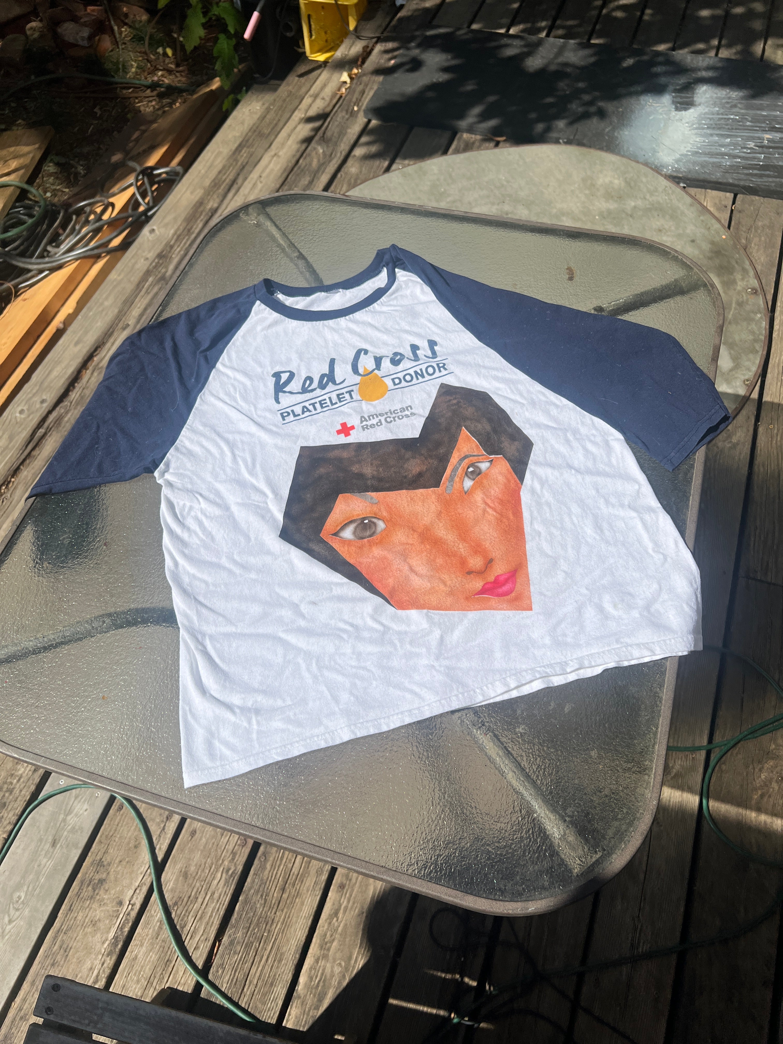 L low poly warped girl baseball tee