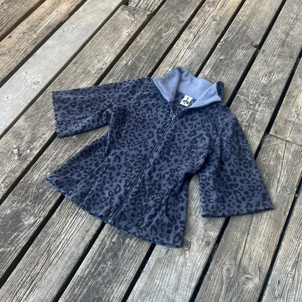 leopard collared zip