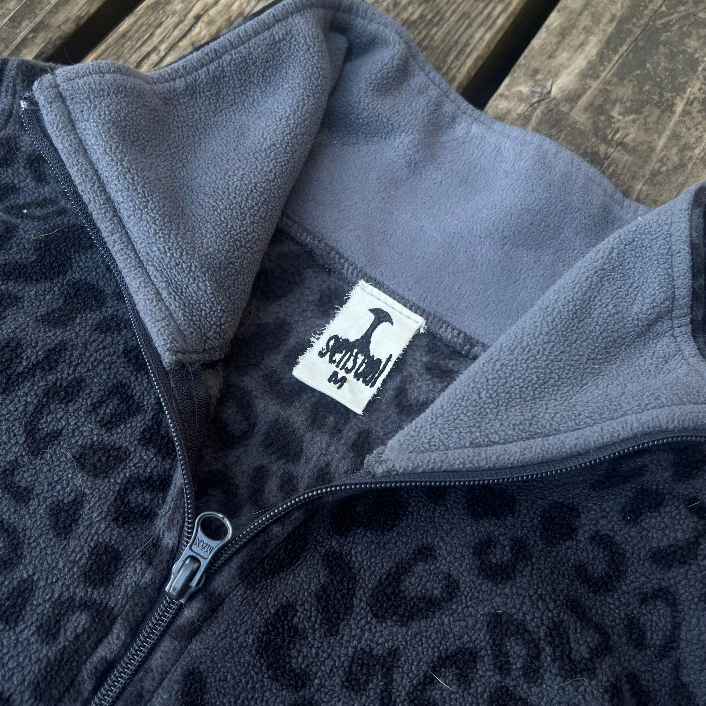 leopard collared zip