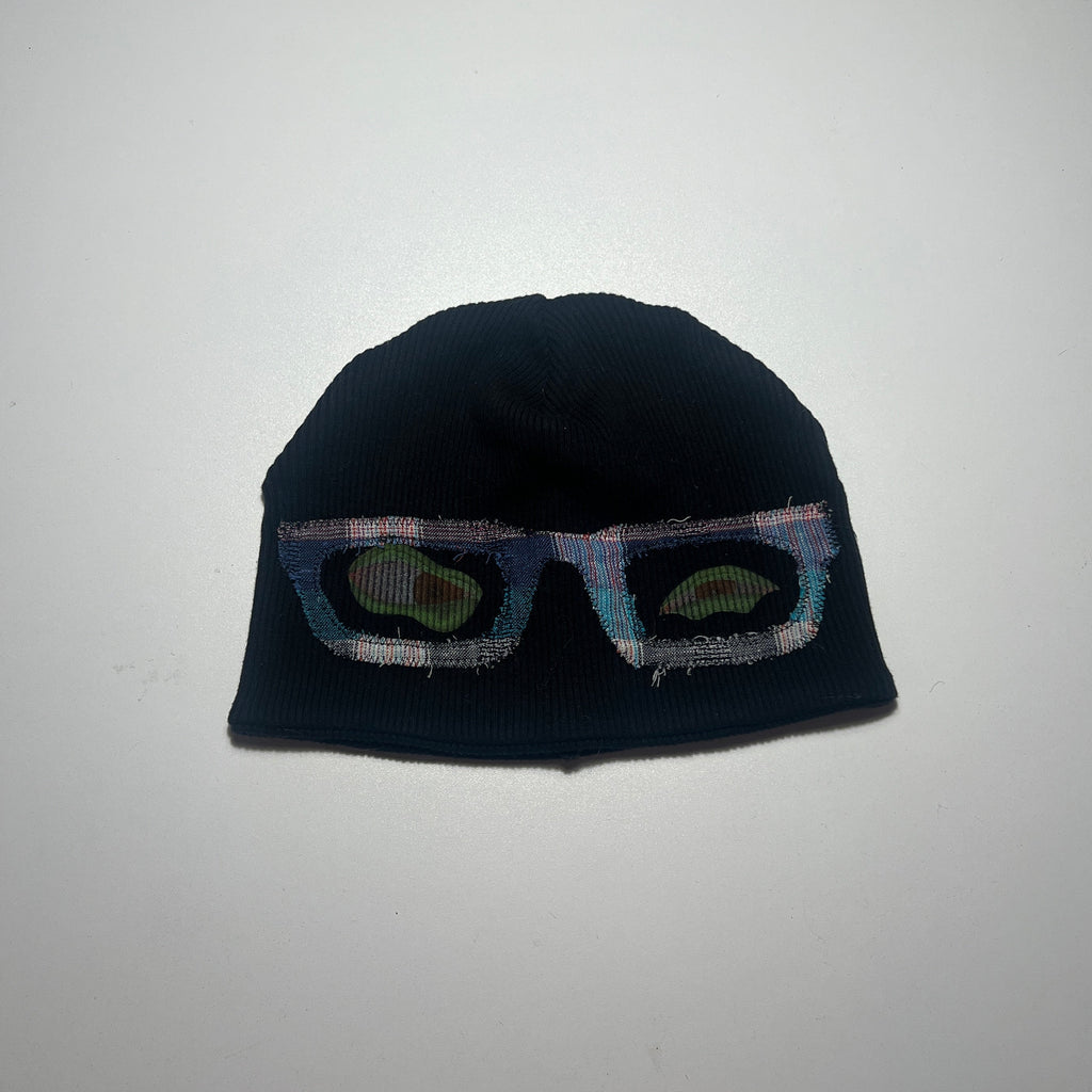 black glasses beanie