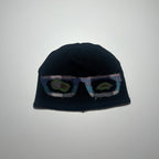 black glasses beanie