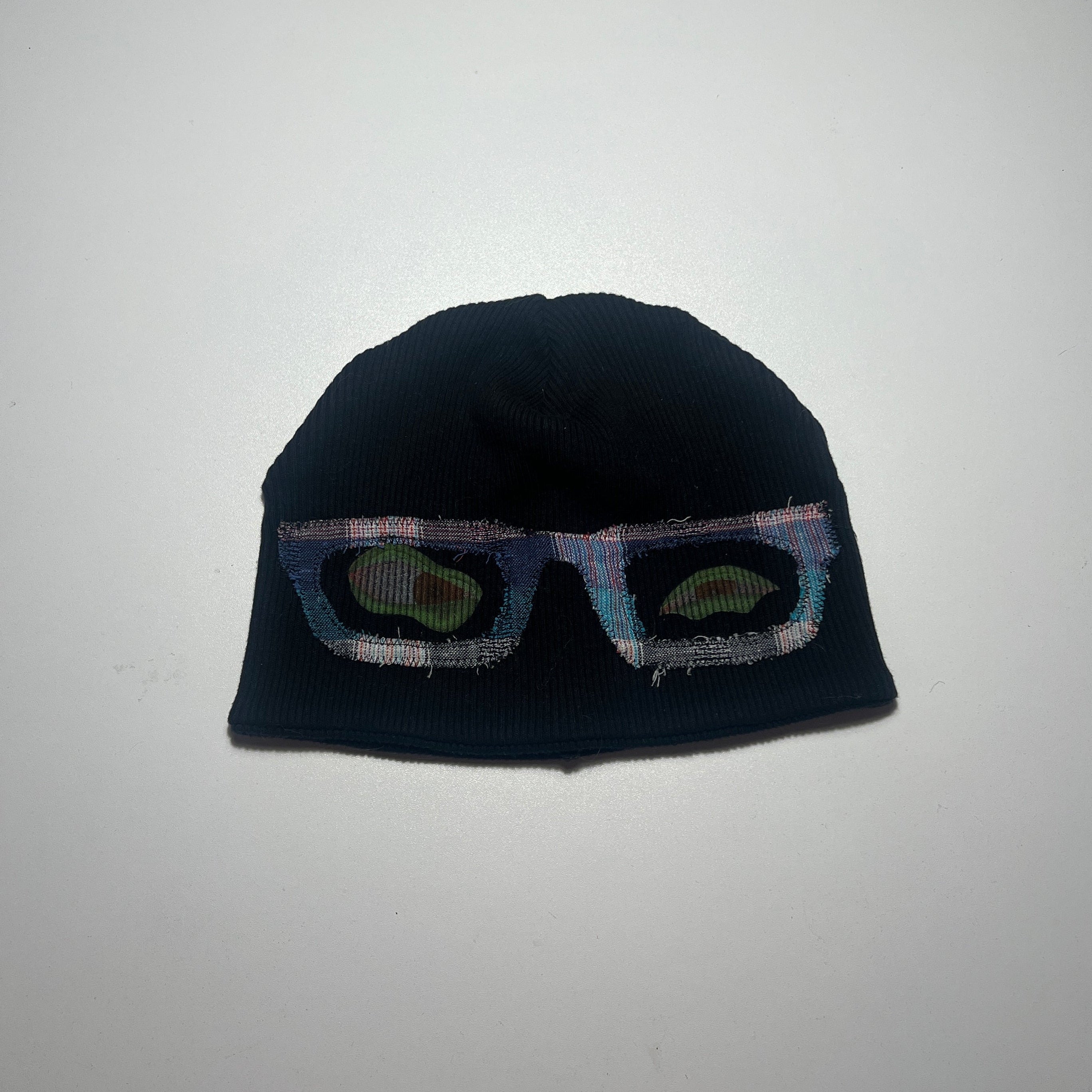 black glasses beanie