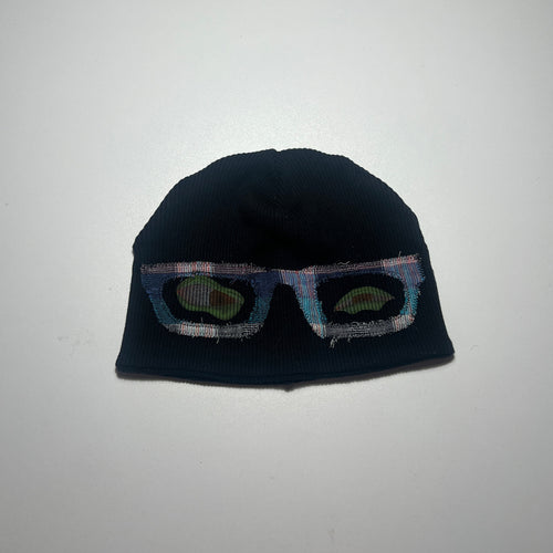 black glasses beanie